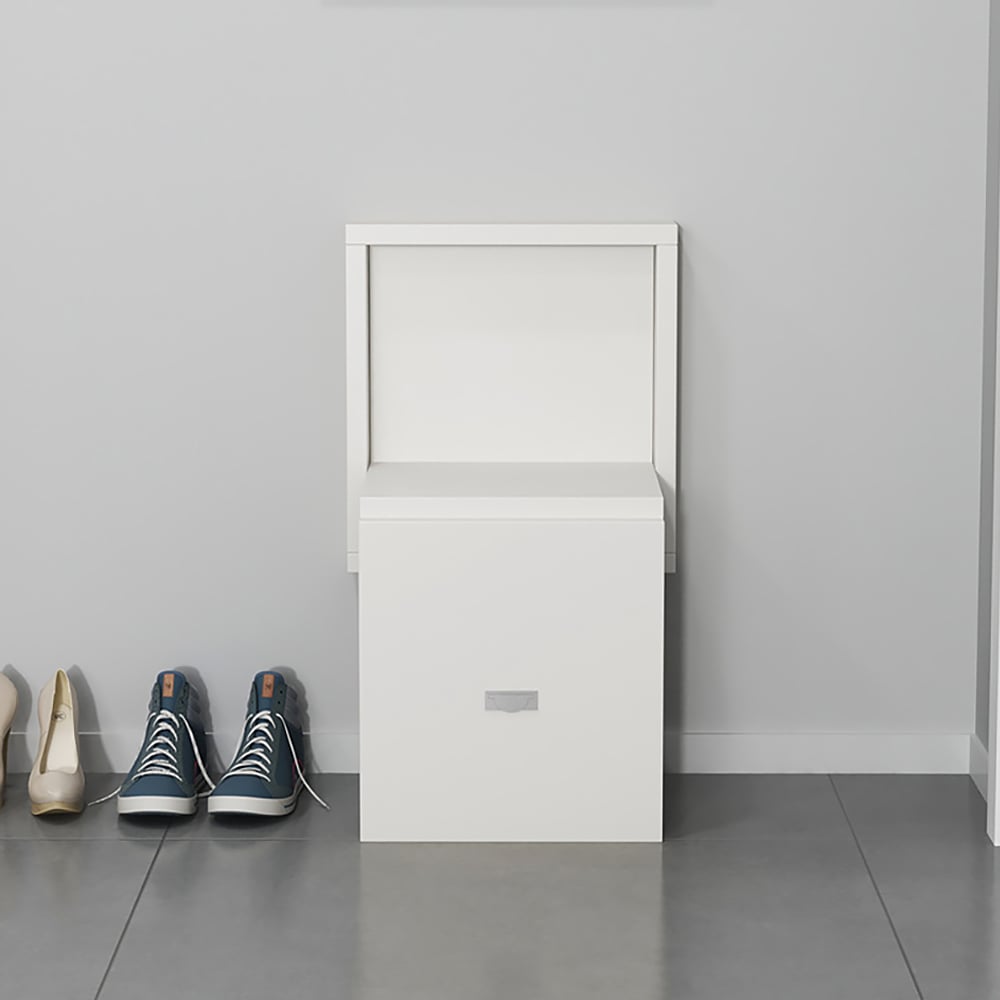 Wall Mounted Folding Shoe Stool White window image