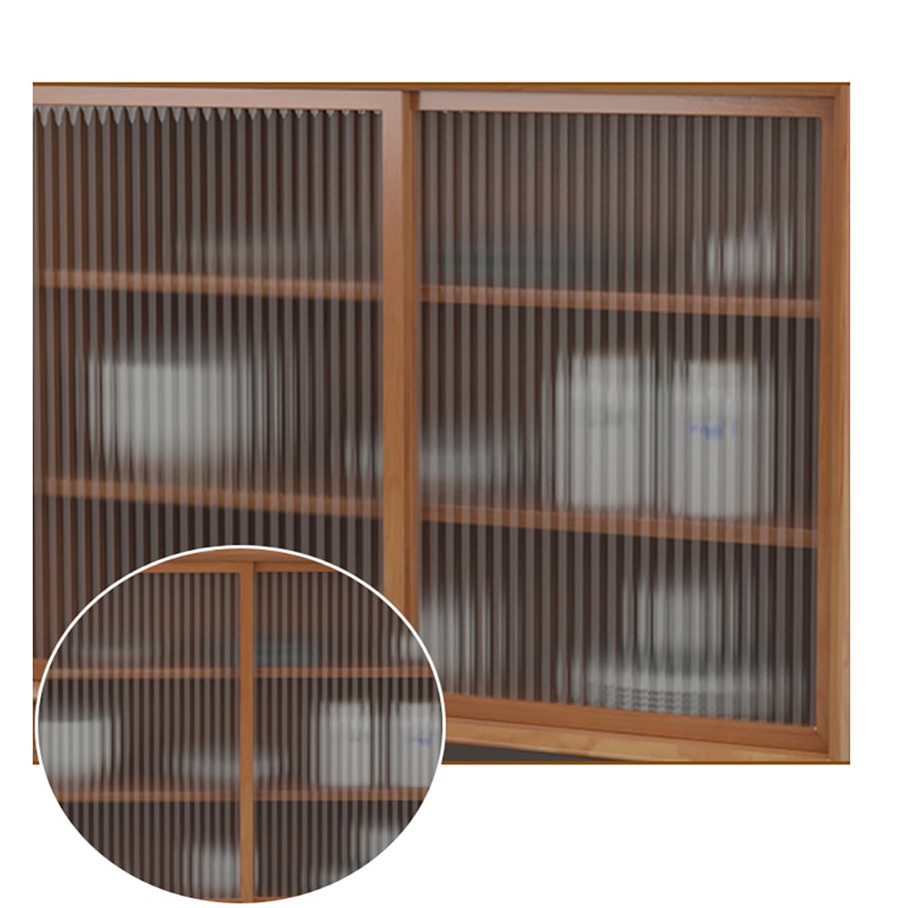 Mid-Century Modern Walnut Sideboard Buffet with Tempered Glass Doors & Drawers & Shelves window image