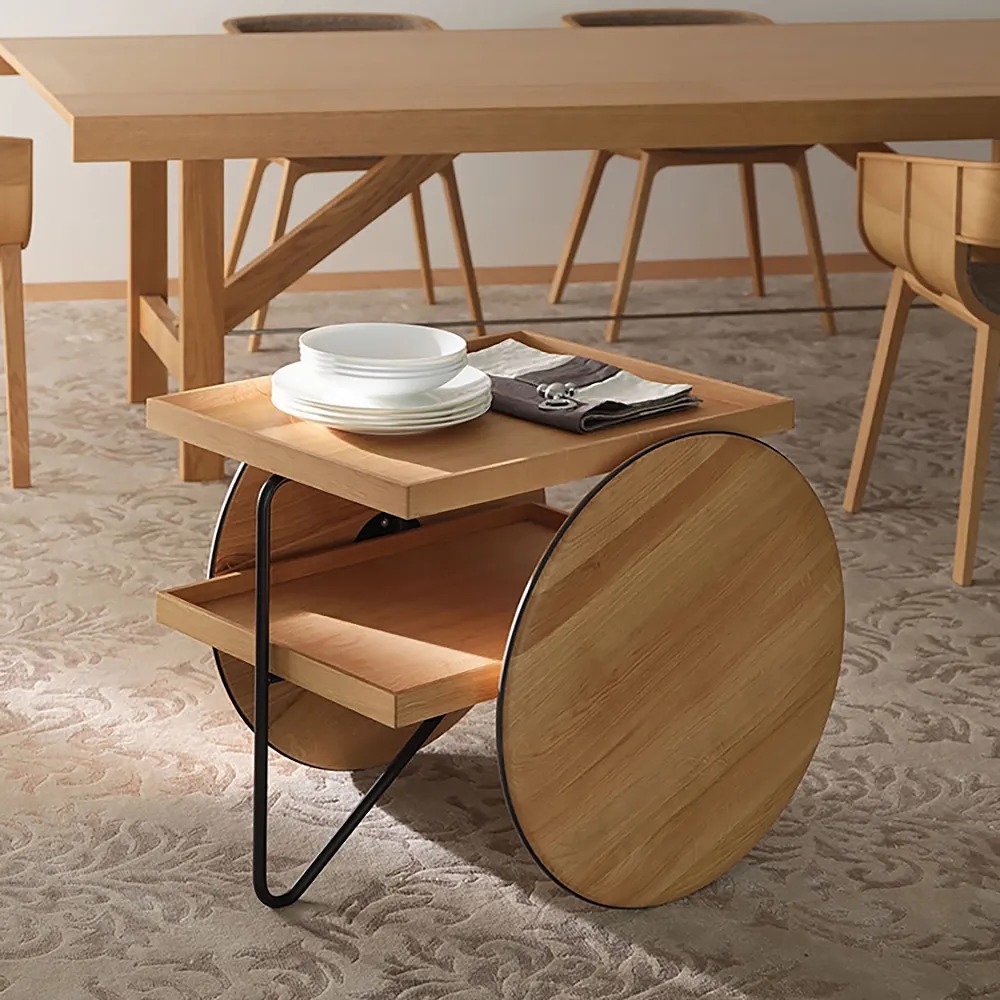 Natural Rectangle Side Table Pine Wood with Storage End Table Metal in Black window image