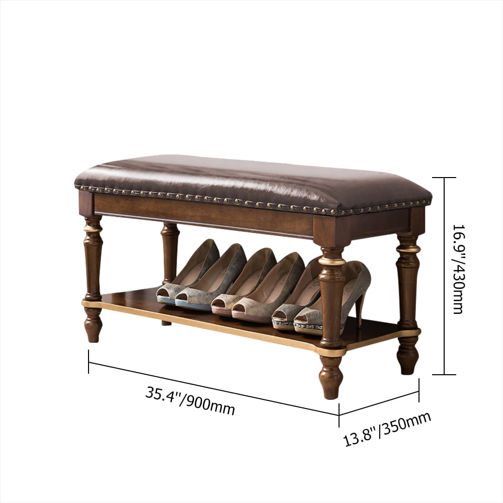 900mm Cushioned Bench Walnut Upholstered Bench with Storage window image