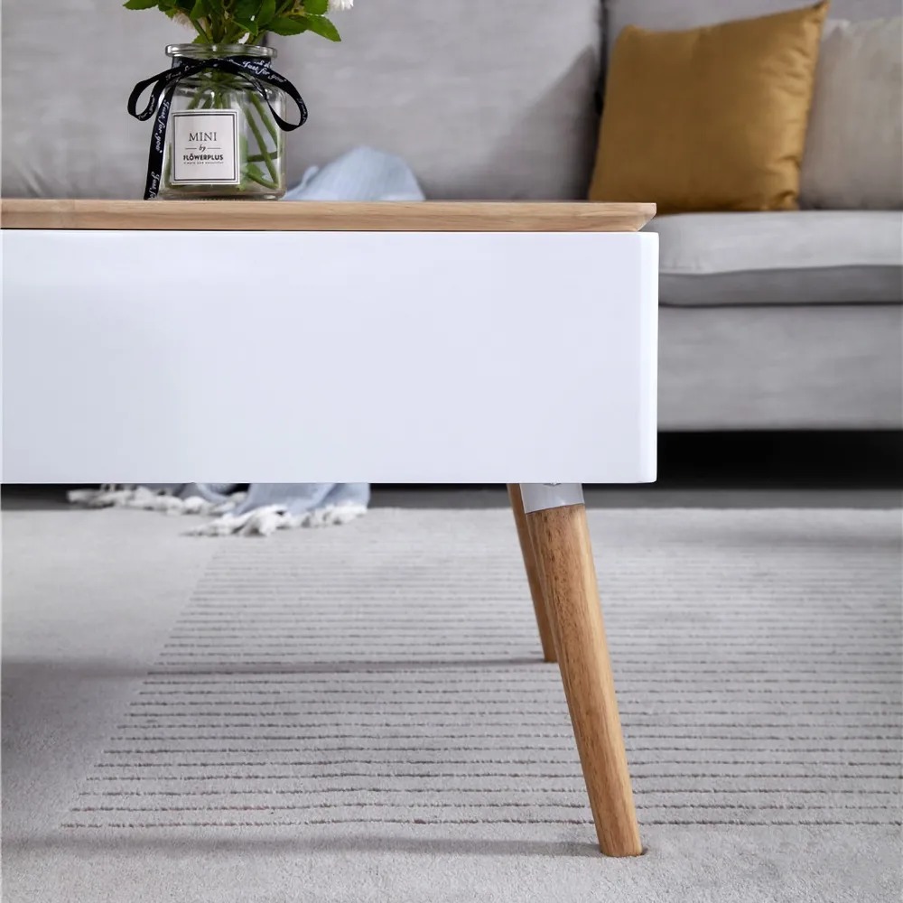 Table Basse Moderne avec Rangement Naturel image de fenêtre