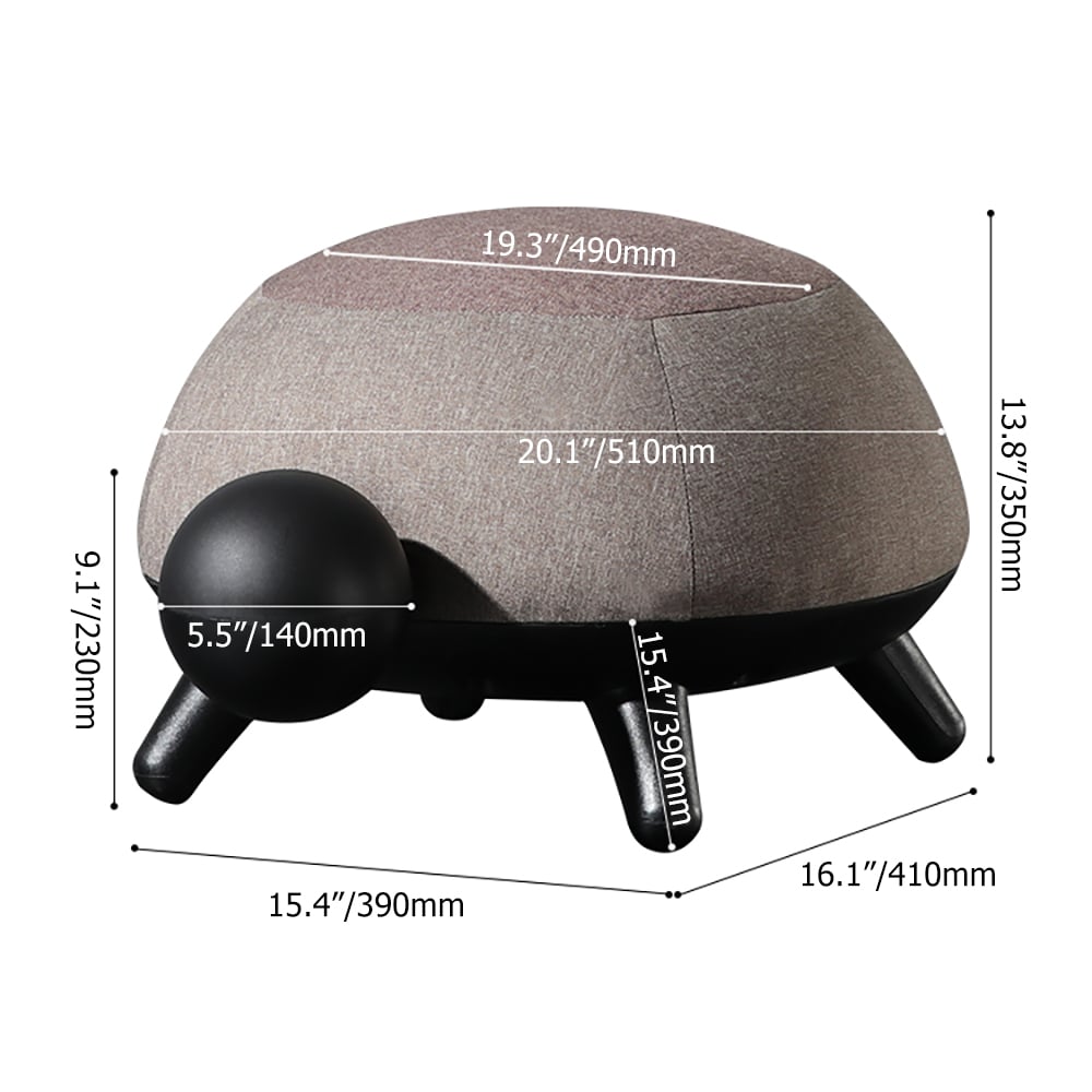 Small End Table in Turtle-Shaped Cotton-Linen Upholstery Ottoman window image