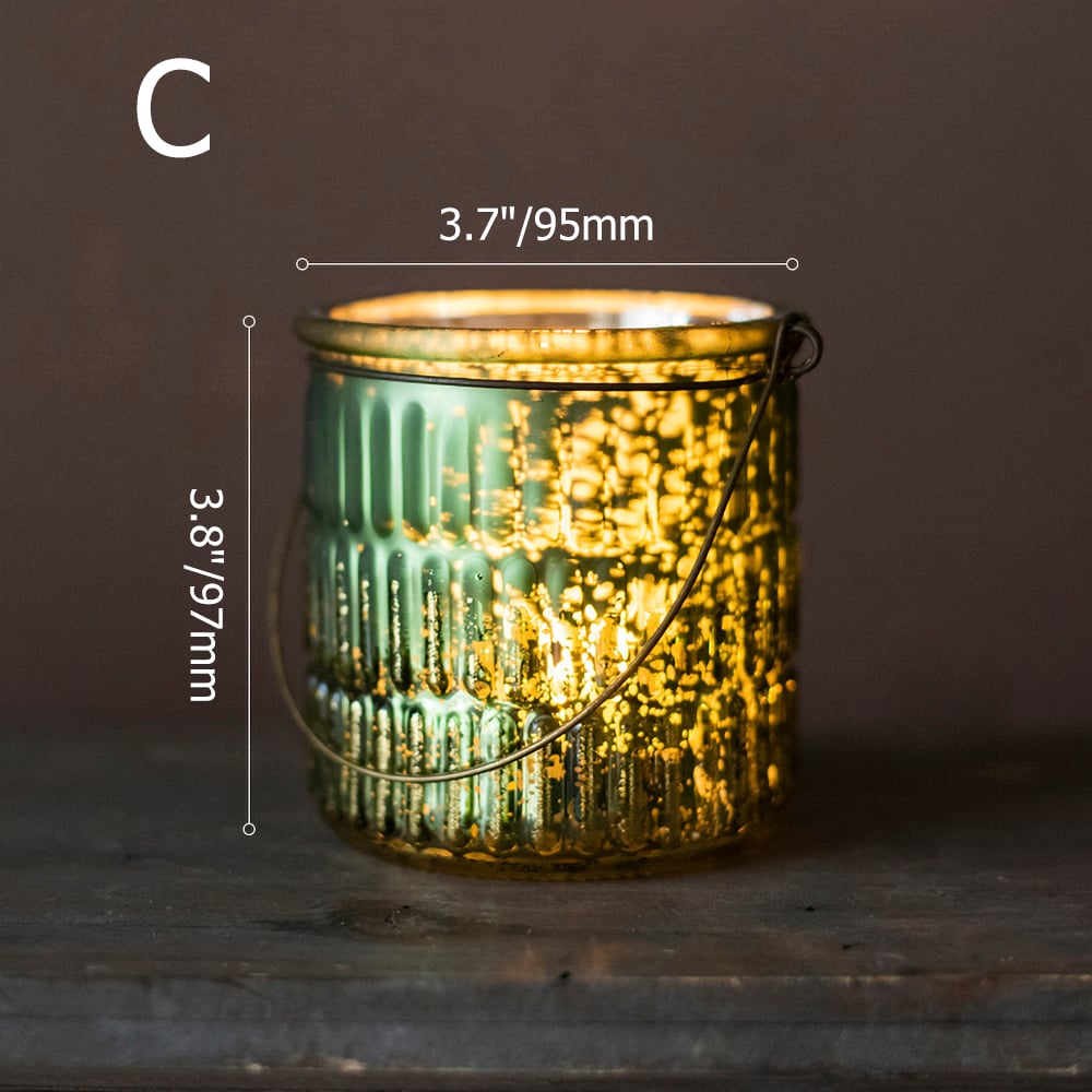 Romantic Christmas Votive Candle Holder Cup Glass Cup Decorative Painted Grass window image