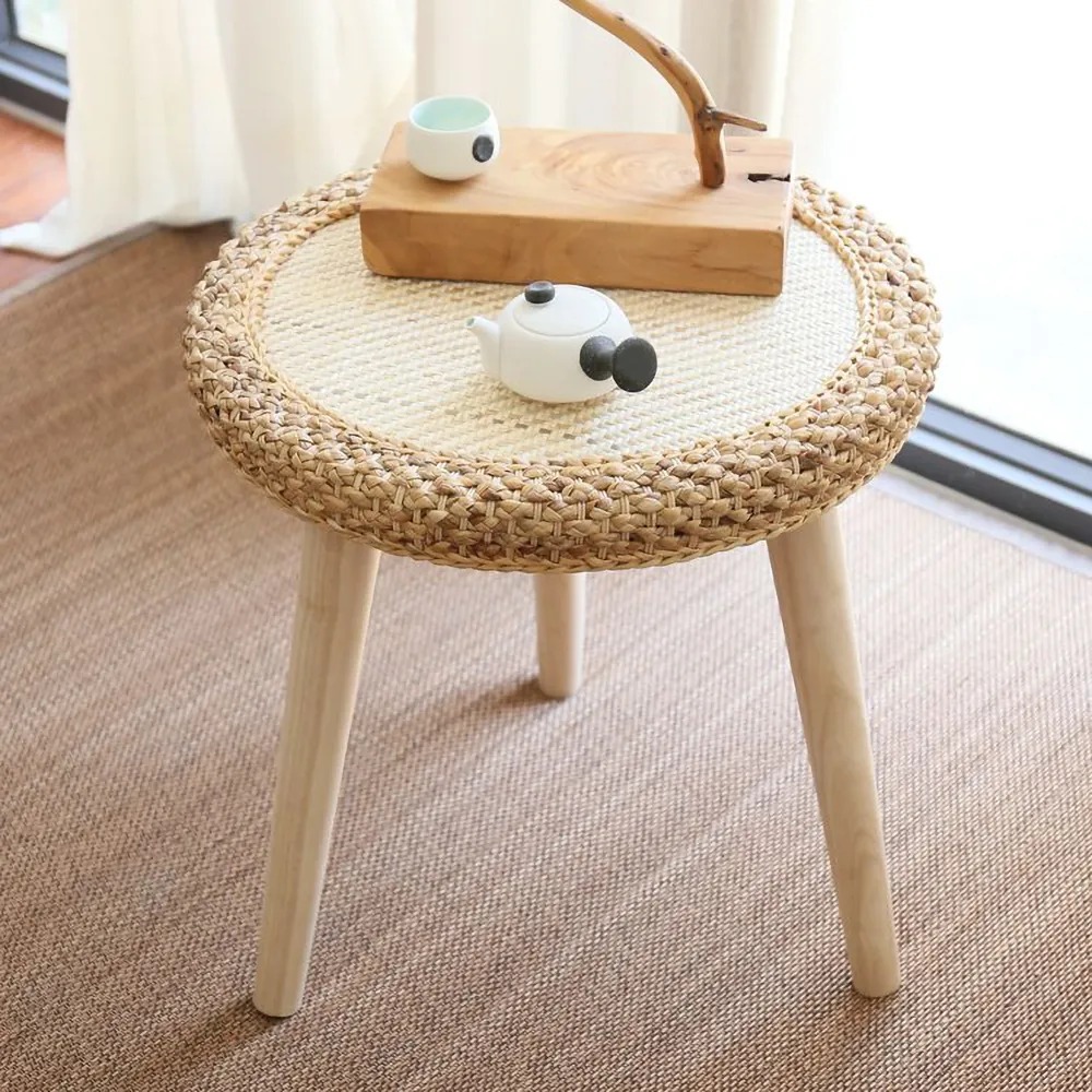 Rustic Natural Round Side Table Wooden window image