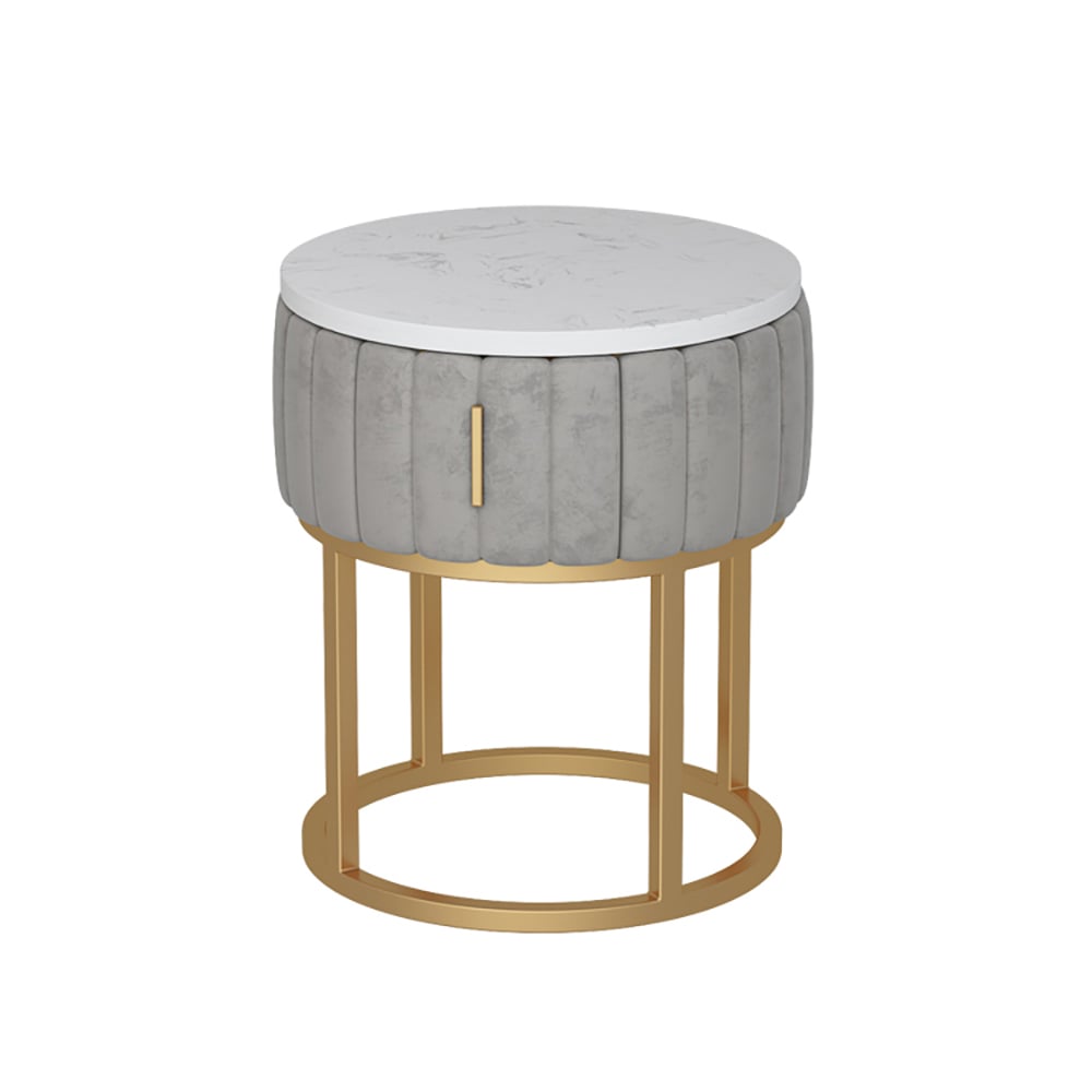 Grey Marble End Table with Drawers Marble Frame Round Side Table window image