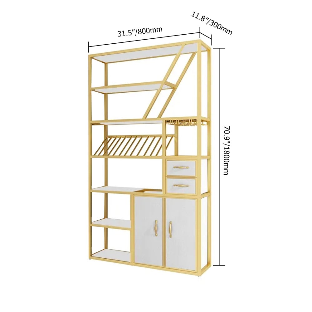 70.9"  Luxury Standing Wine Rack Cabinet in White & Gold window image