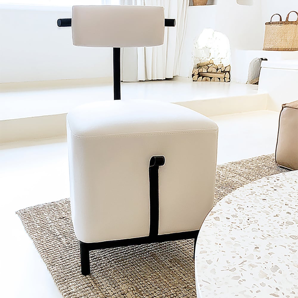 Mid-century Accent Chair Upholstered Velvet Accent Chair in White window image