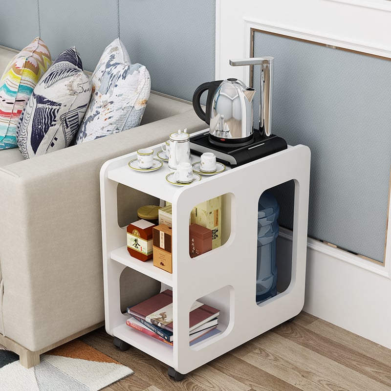 Table d'extrémité blanche à 3 niveaux avec table d'appoint image de fenêtre