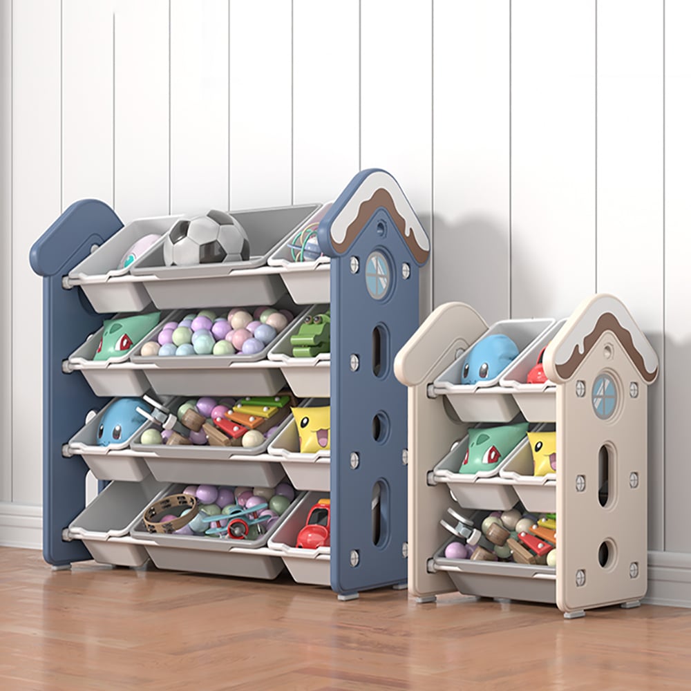 Large Kids' Storage House Toy Organiser in Blue window image