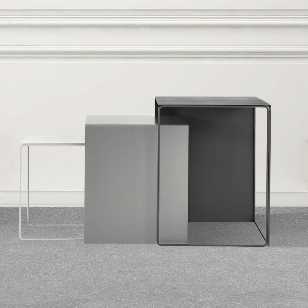 Set of 3 Modern Metal Side Table Rectangular End Table Set window image