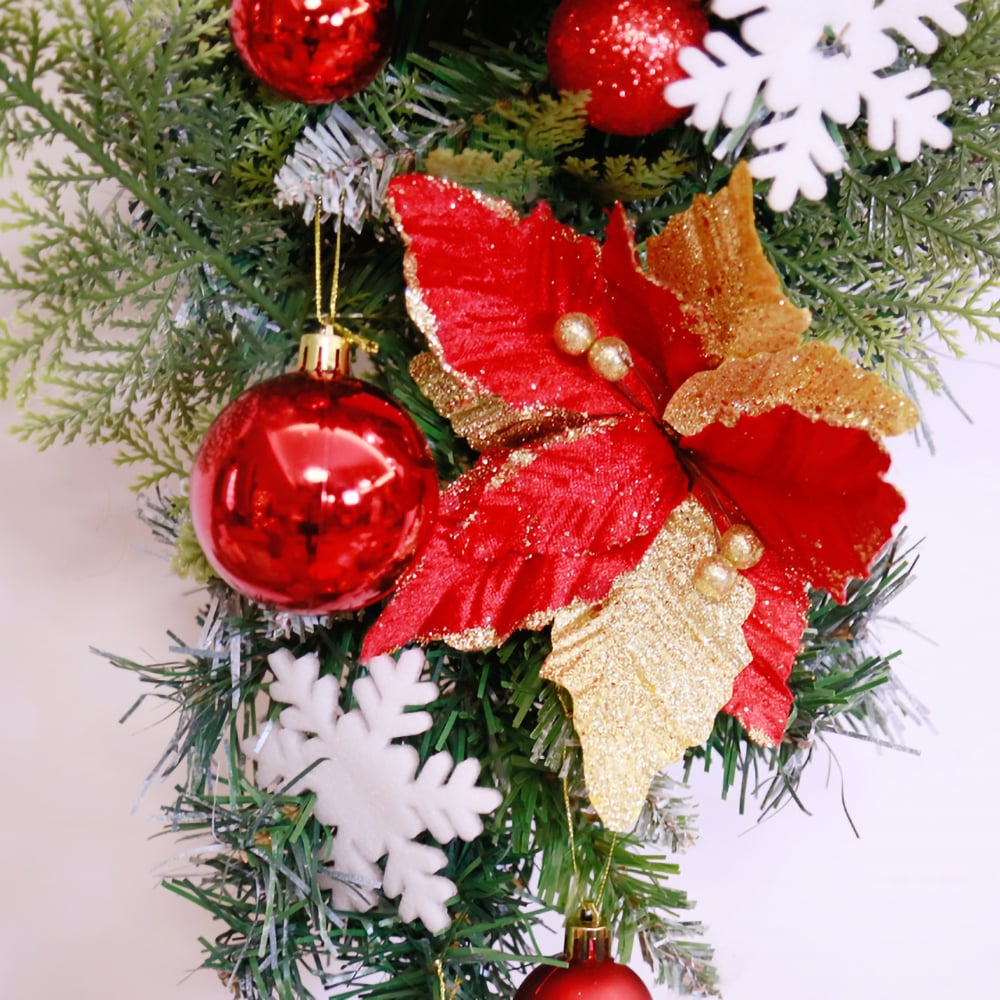 Red LED Christmas Teardrop Swag Decoration with Warm Light Small Size window image