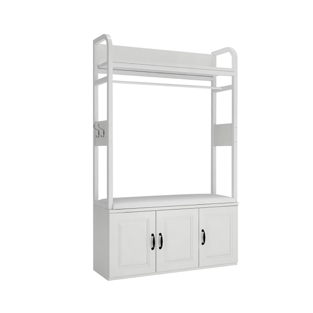 Entryway Wardrobe with Shoe Rack-White window image
