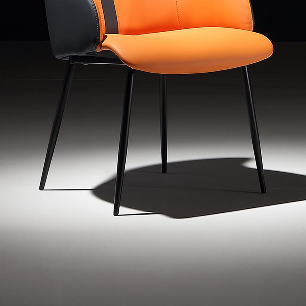 Modern Dining Chair High Back PU Leather Upholstered Dining Chair in Orange window image
