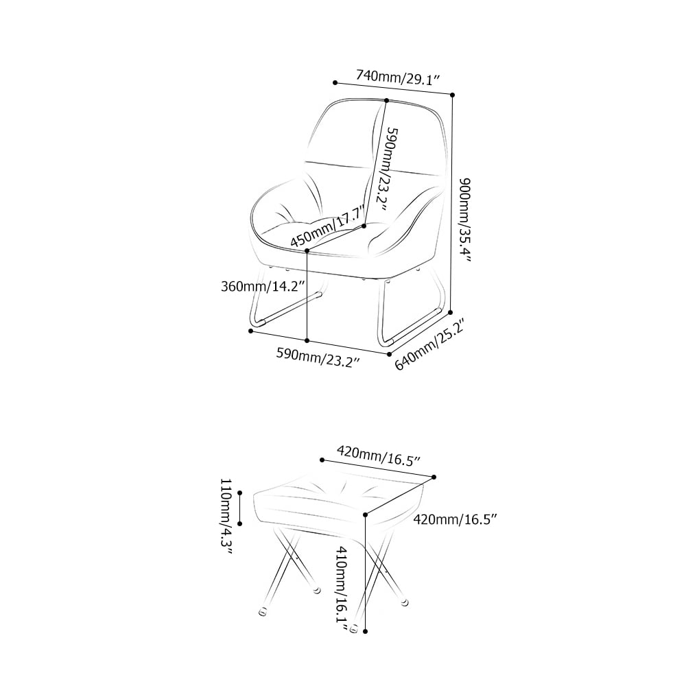 Modern Accent Chair Cotton&Linen Upholstered with Ottoman window image