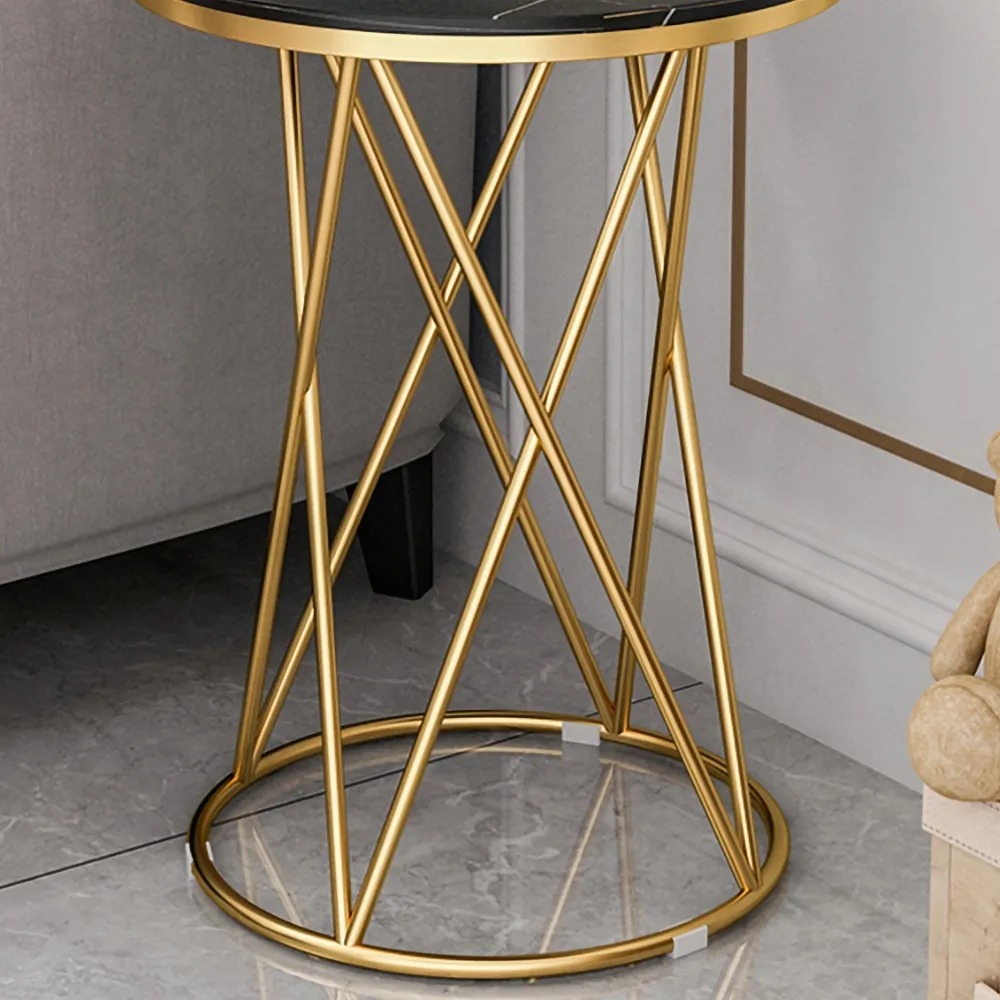 Black Modern Round Side Table with Sintered Stone Top End Table window image