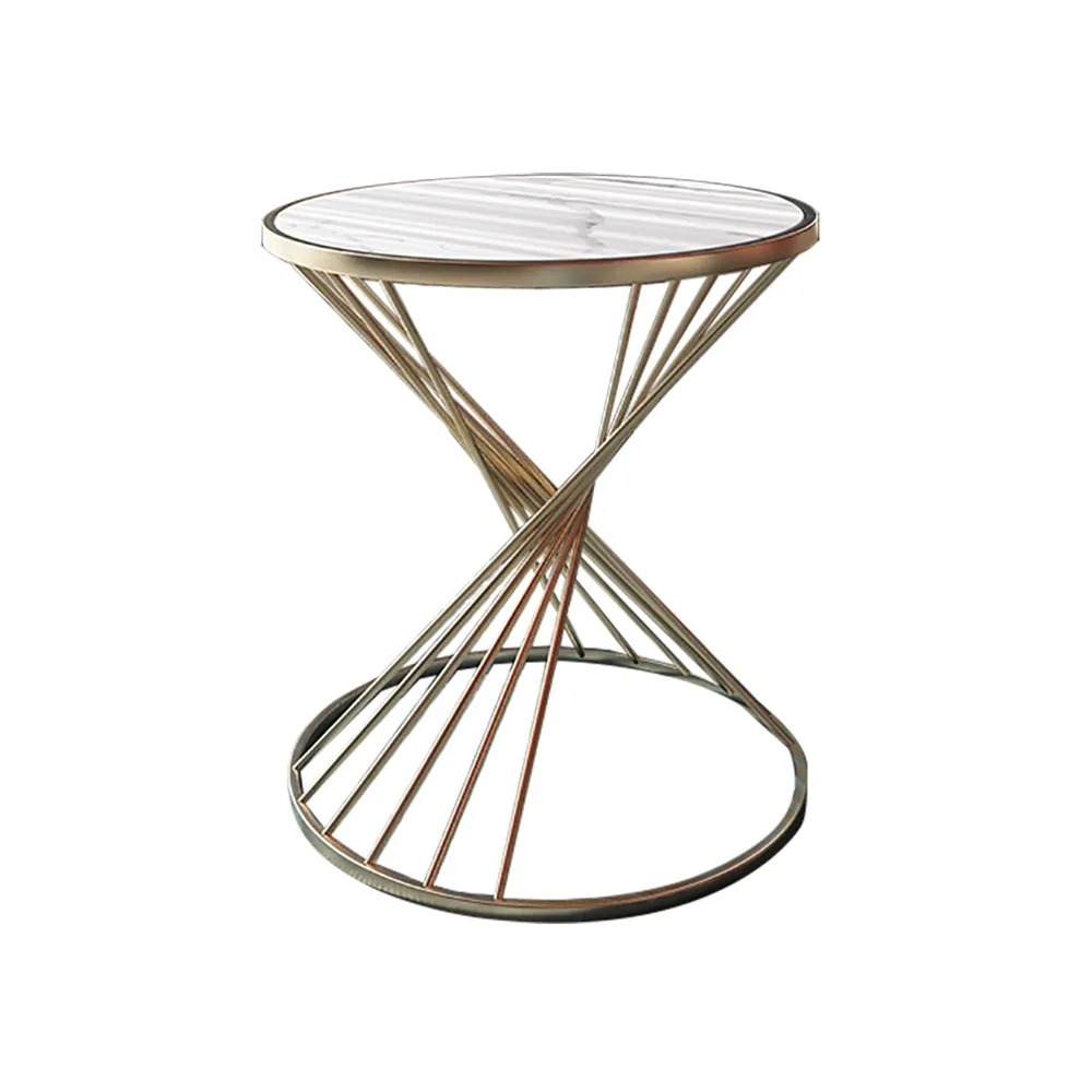 Modern White End Table with Marble Top Side Table window image