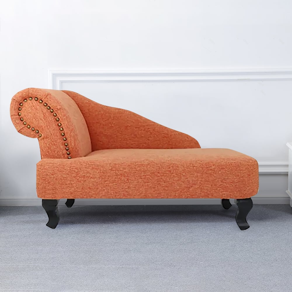 730mmL x 380mmW Chaise-Style Pet Sofa Bed Linen Dog Couch with Nailhead Trims in Orange window image
