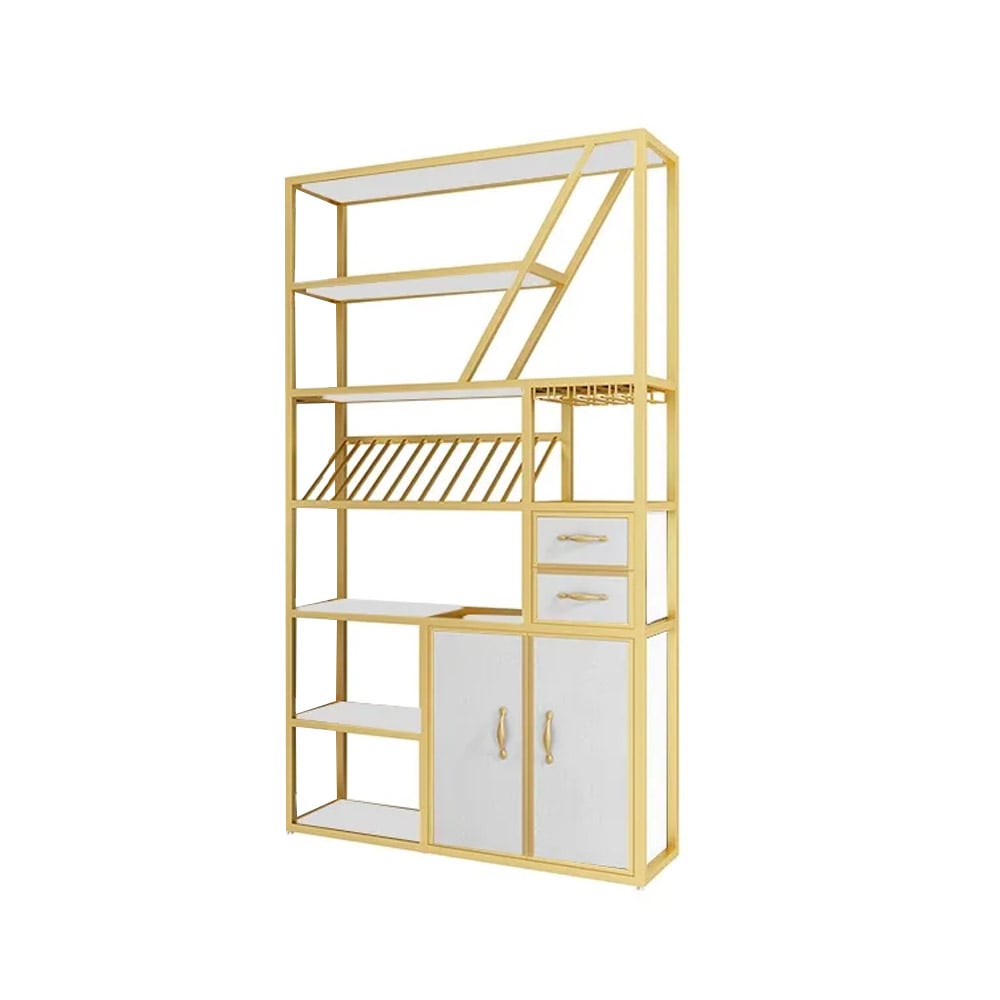 70.9"  Luxury Standing Wine Rack Cabinet in White & Gold window image
