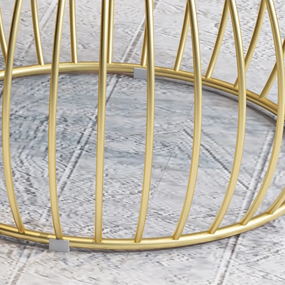 Modern Round Coffee Table Sets with Marble Top & Metal Frame 2-Piece White window image