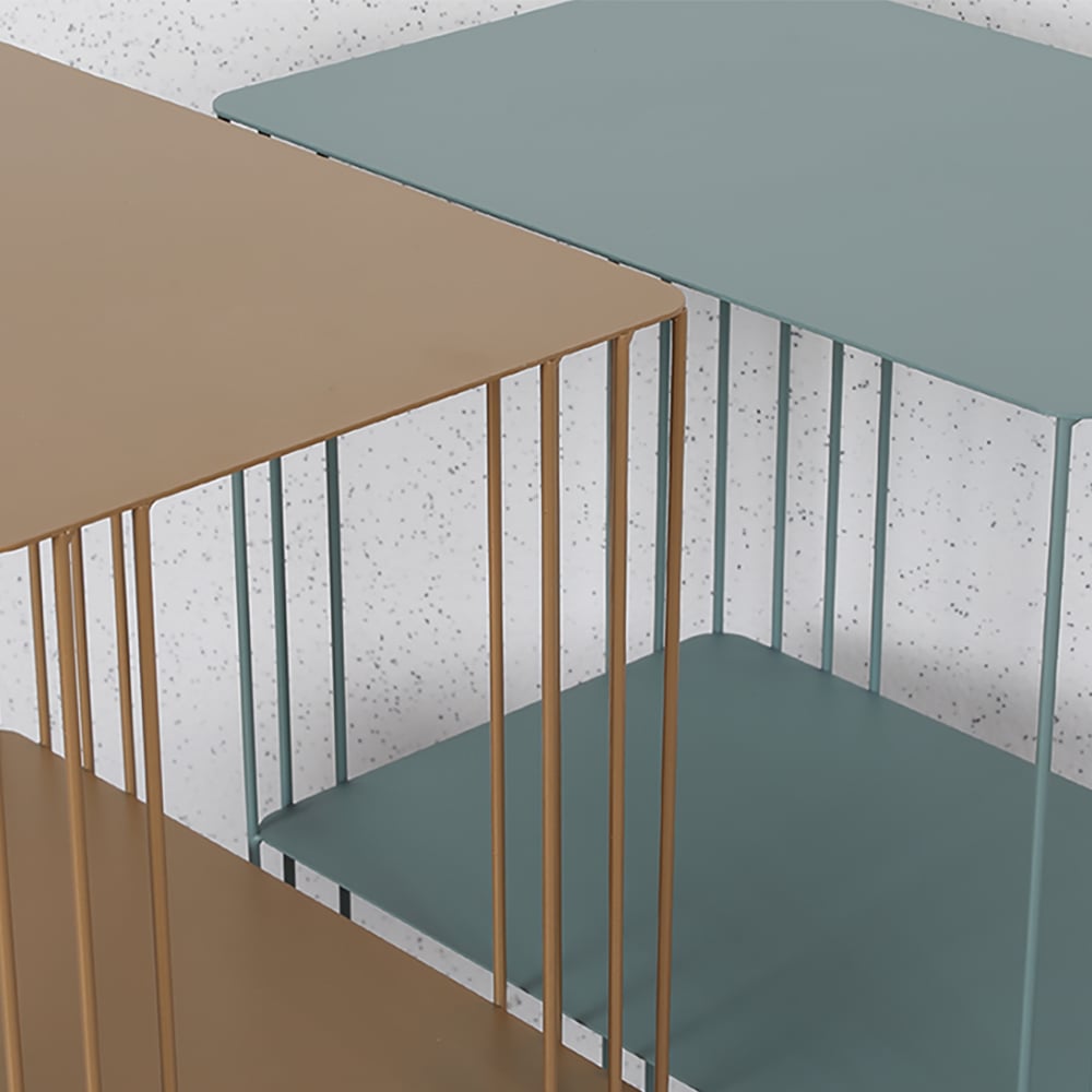 Green End Table 2-Tiered with Shelf Metal Side Table window image