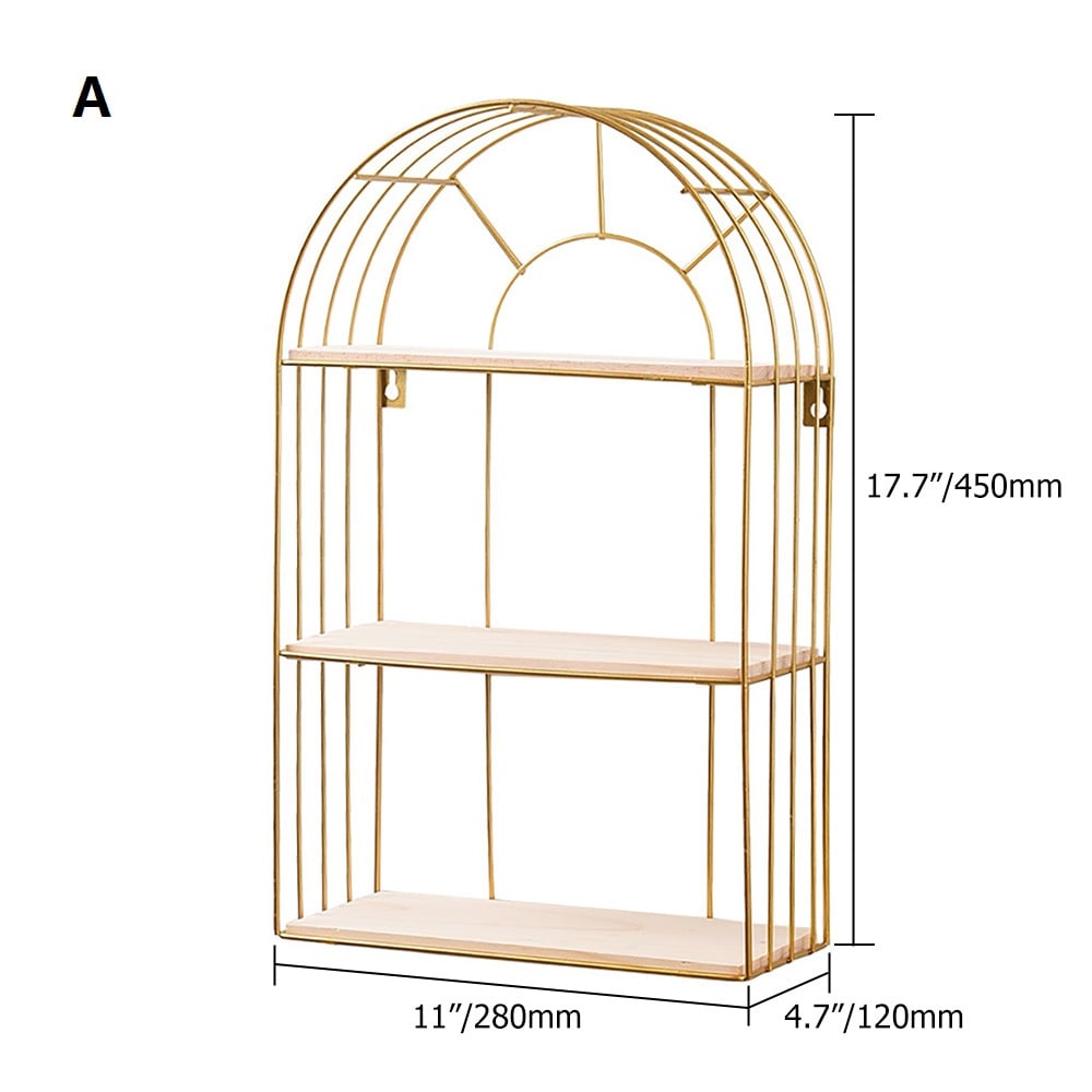 Modern Gold 3-Tier Bathroom Storage Rack Floating Shelf window image