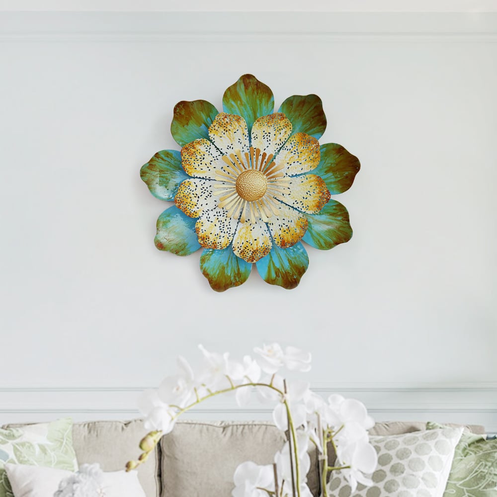 380mm Creative 3D Metal Lotus Flower Wall Decor Home Room Background ...