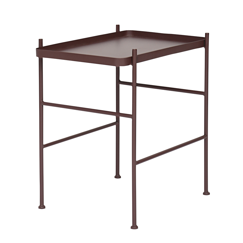 Purple End Table with Tray Top Metal Frame Side Table window image