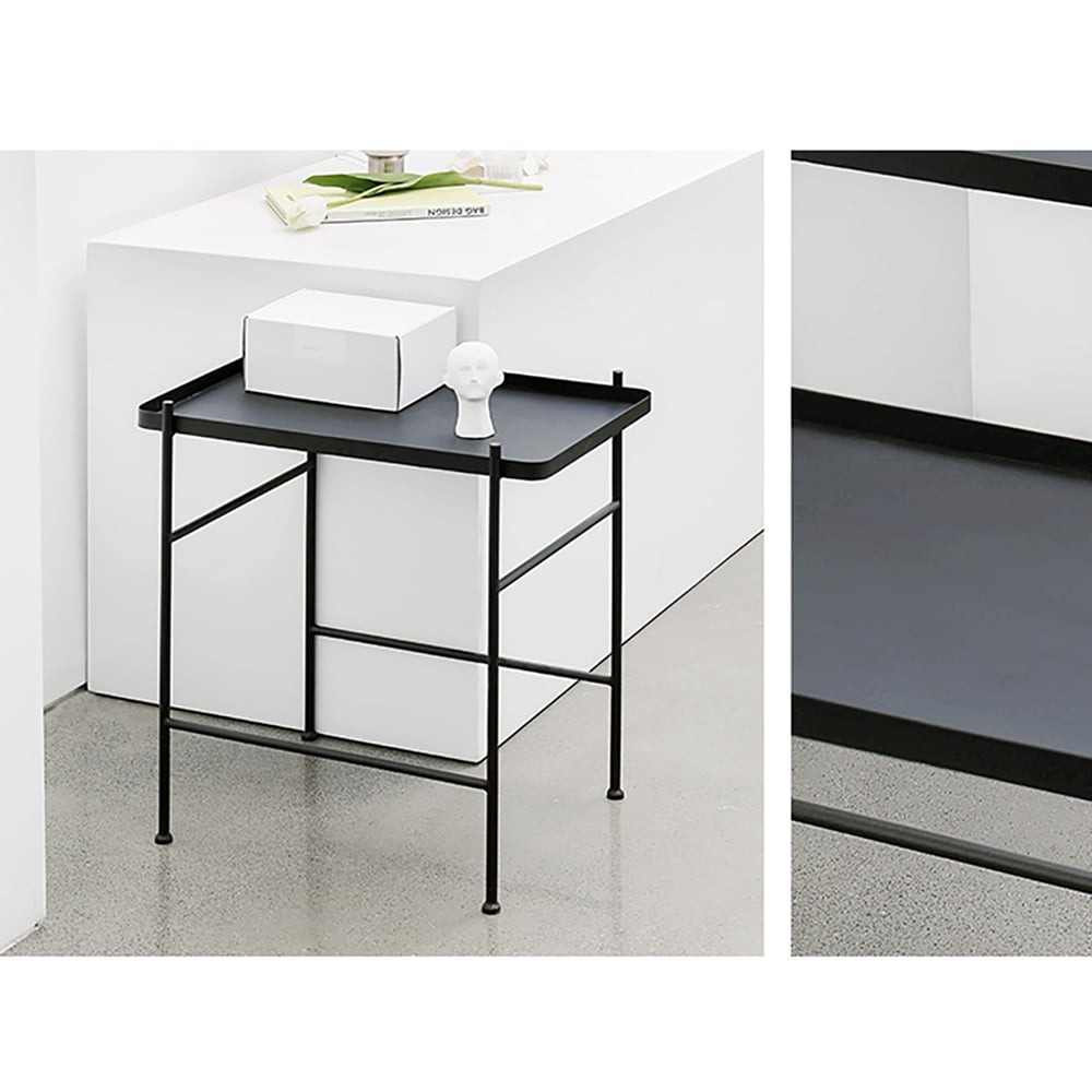 Black End Table with Tray Top Metal Frame Side Table window image