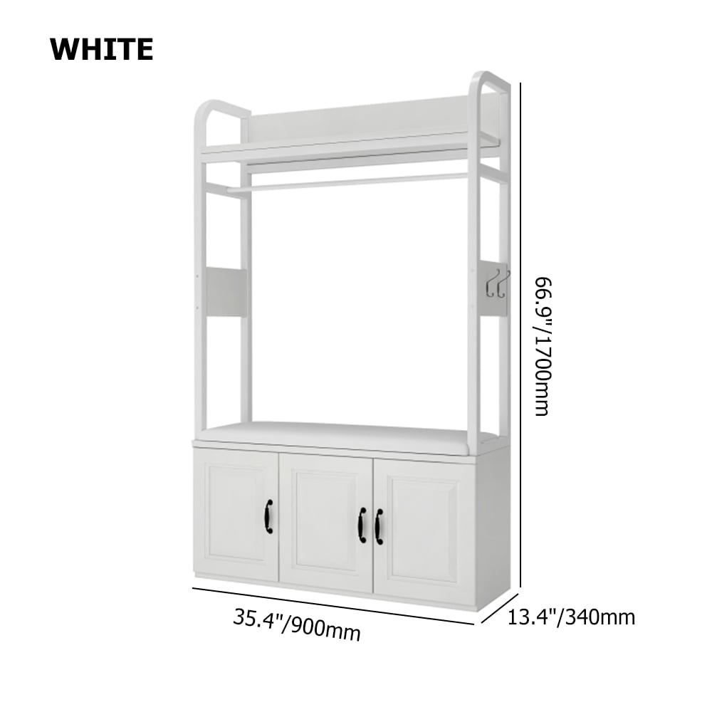 Entryway Wardrobe with Shoe Rack-White window image