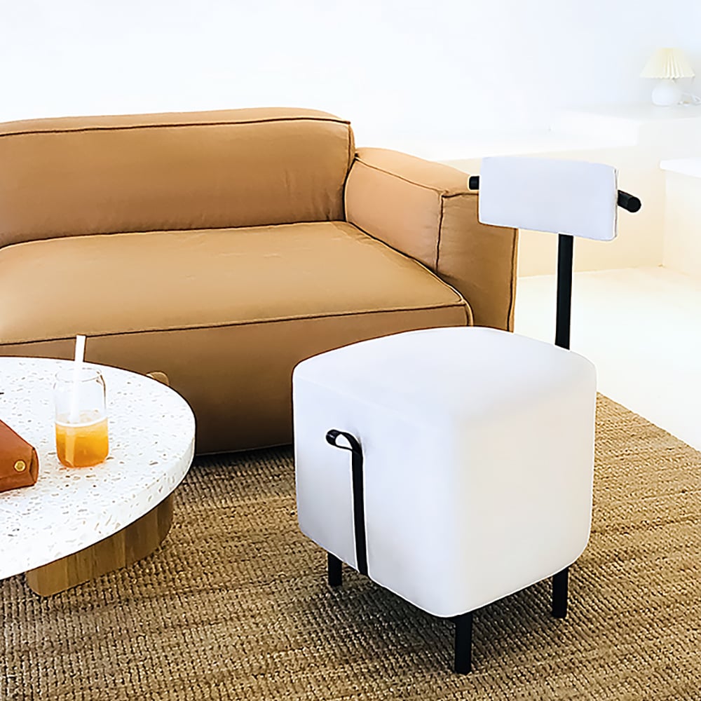 Mid-century Accent Chair Upholstered Velvet Accent Chair in White window image