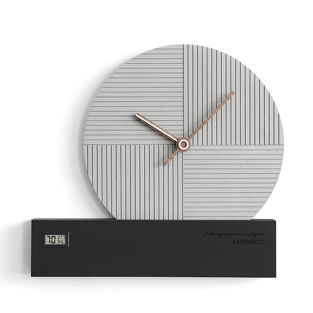 Modern Geometry Round Wall Clock in Grey&Black 17.2"W x 14.2"H window image