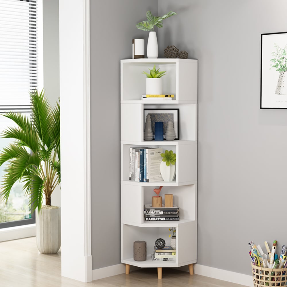 Modern Block Freestanding Cornor Bookshelf 70.1'' window image