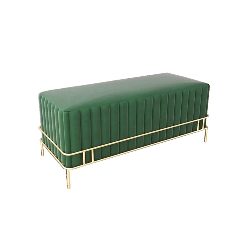 Modern Bench Velvet Upholstered Bench Ottoman Entryway Bench in Gold Legs window image