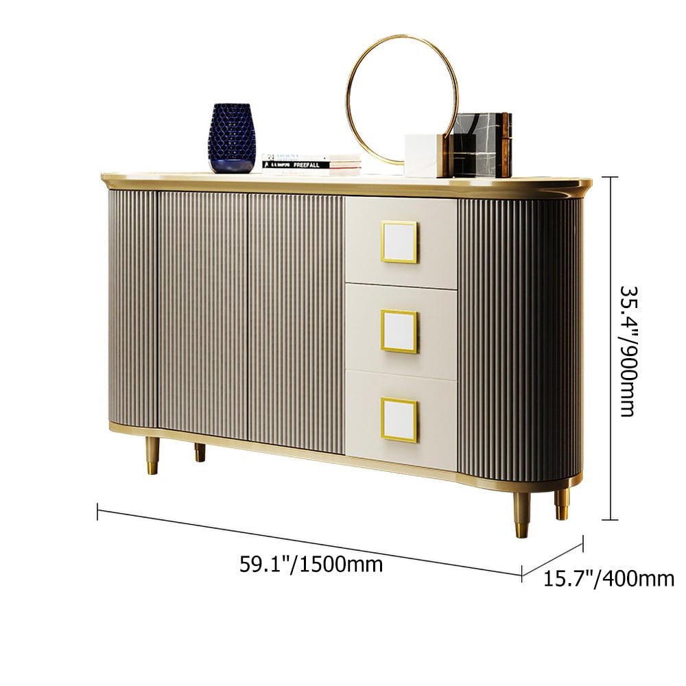 1500mm Modern Black Sideboard Buffet with Doors & Drawers & Shelf in Gold window image