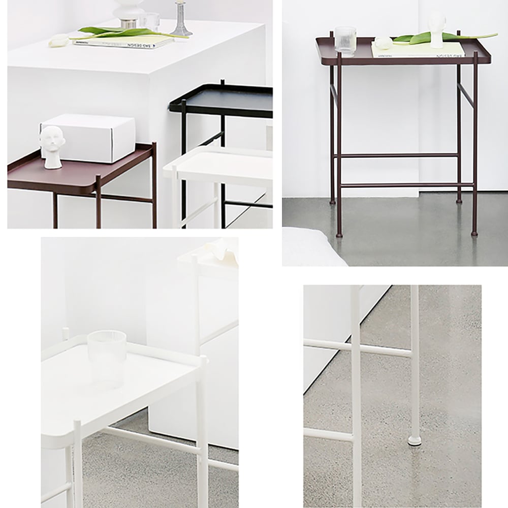 Purple End Table with Tray Top Metal Frame Side Table window image