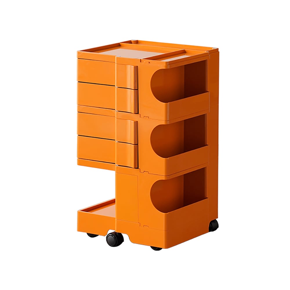 Orange End Table with Storage & Wheels Multifunction Side Table window image