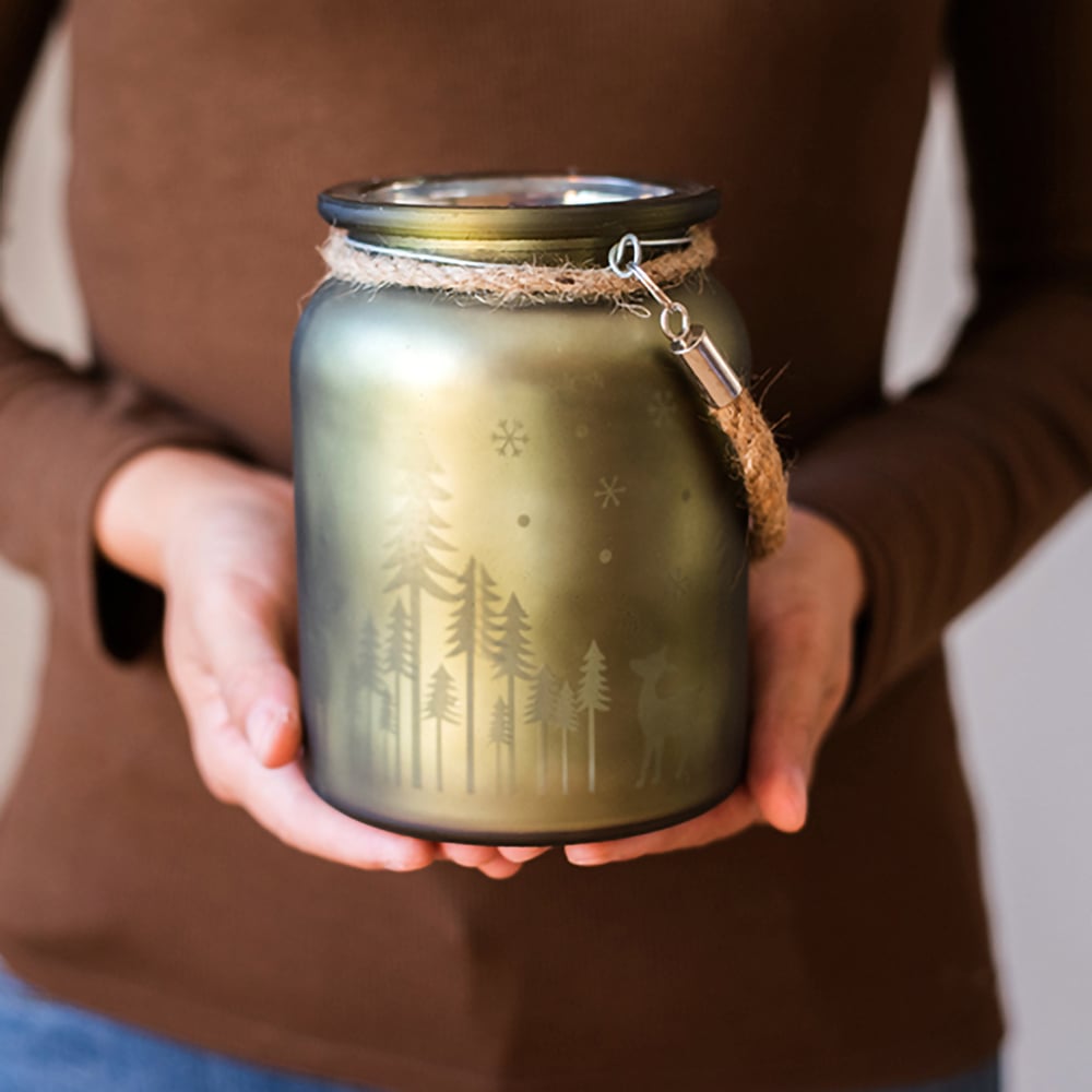 Romantic Christmas Votive Candle Holder Cup Glass Cup Decorative Painted Grass window image