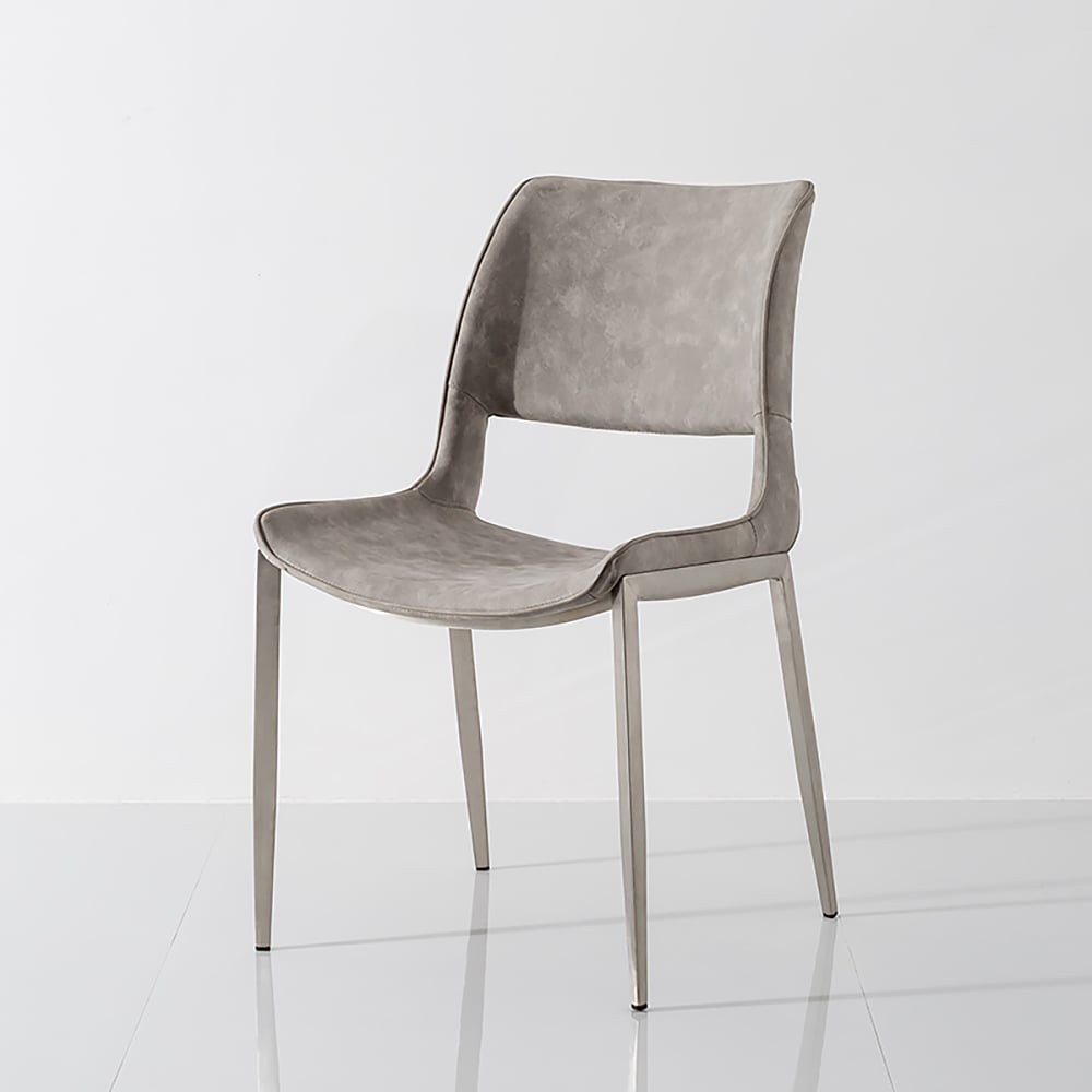 Modern Gray Dining Chair PU Leather Upholstered Dining Chair Dining Chair window image