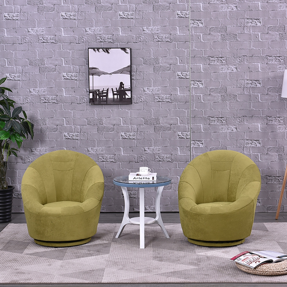 Green Modern Leath-aire Upholstered Accent Chair with Solid Wood window image