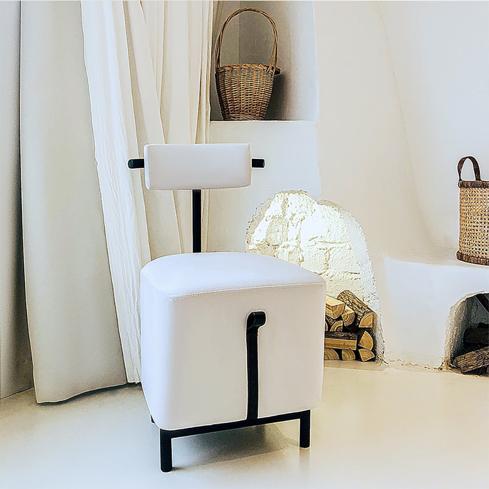 Mid-century Accent Chair Upholstered Velvet Accent Chair in White window image