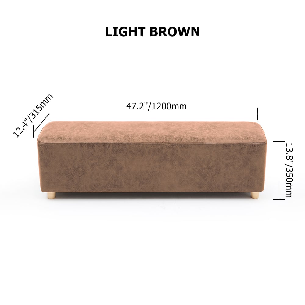 47" Modern Upholstered Solid Wood Bench Light Brown window image