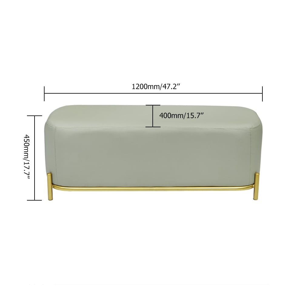 Green Bench Upholstered Rectangular Modern Bench Metal in Gold window image