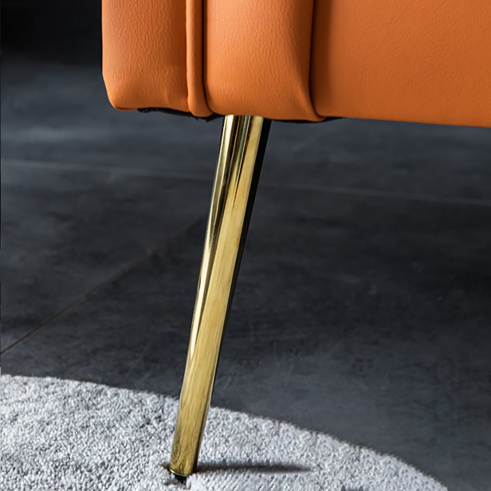 Moderne gestoffeerde bank 3-zits modern gouden poten bankkussen inbegrepen Vensterafbeelding