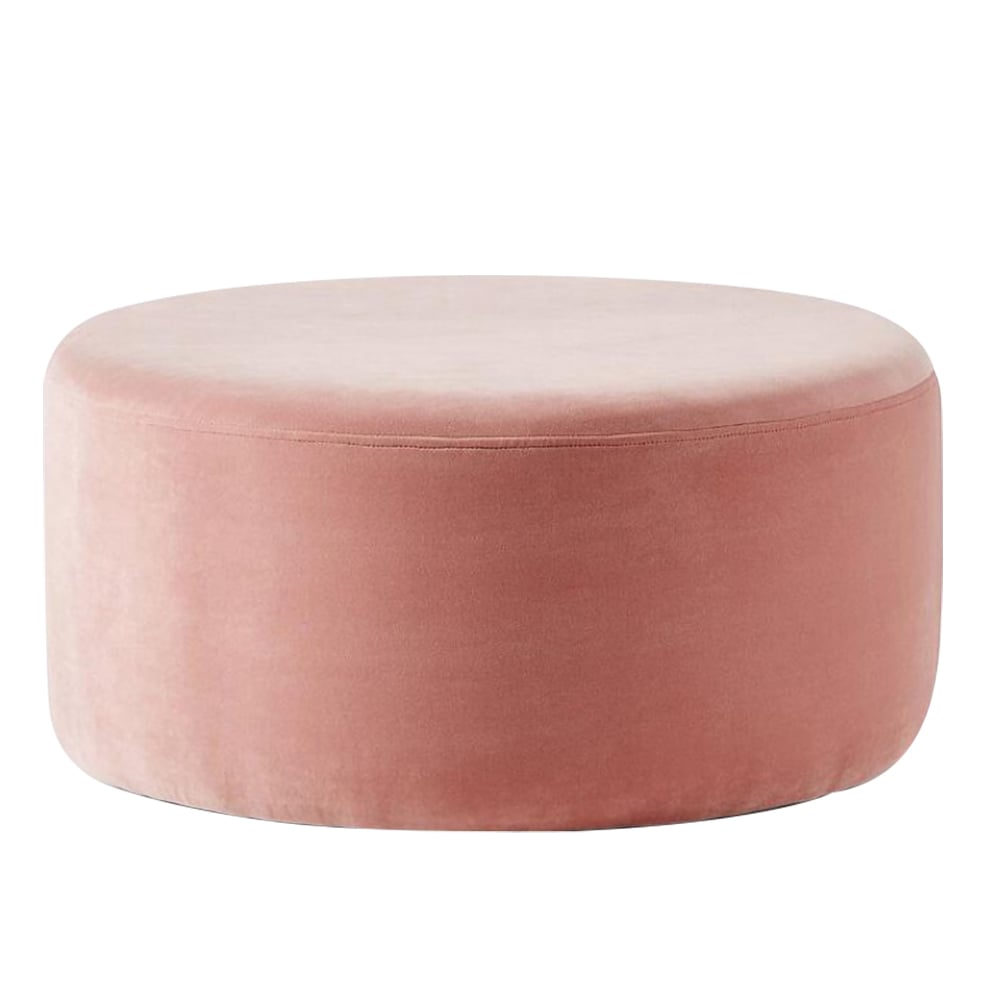 Pink Round Velvet Ottoman Foam Ottoman Coffee Table Pouf window image