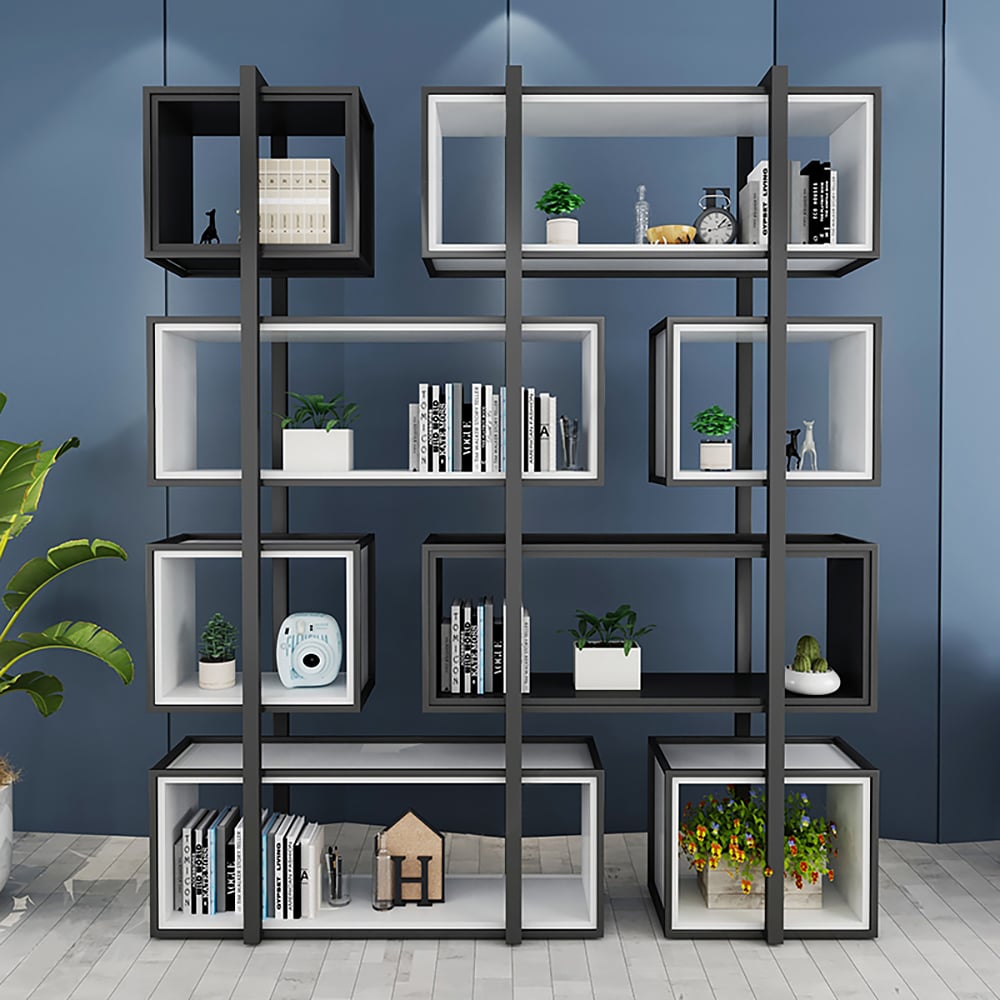 70.9" Nomore-Style Freestanding Etagere Bookshelf in Black window image