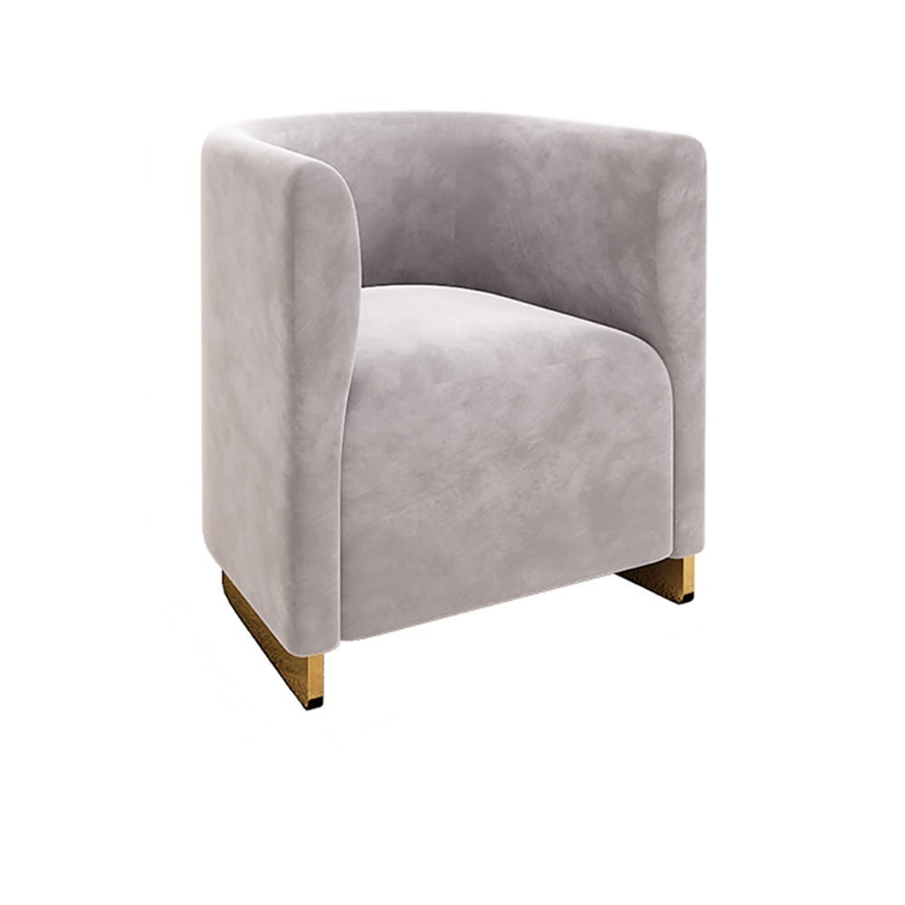 Gray Modern Accent Chair Velvet Upholstered Accent Chair Modern in Gold Base window image
