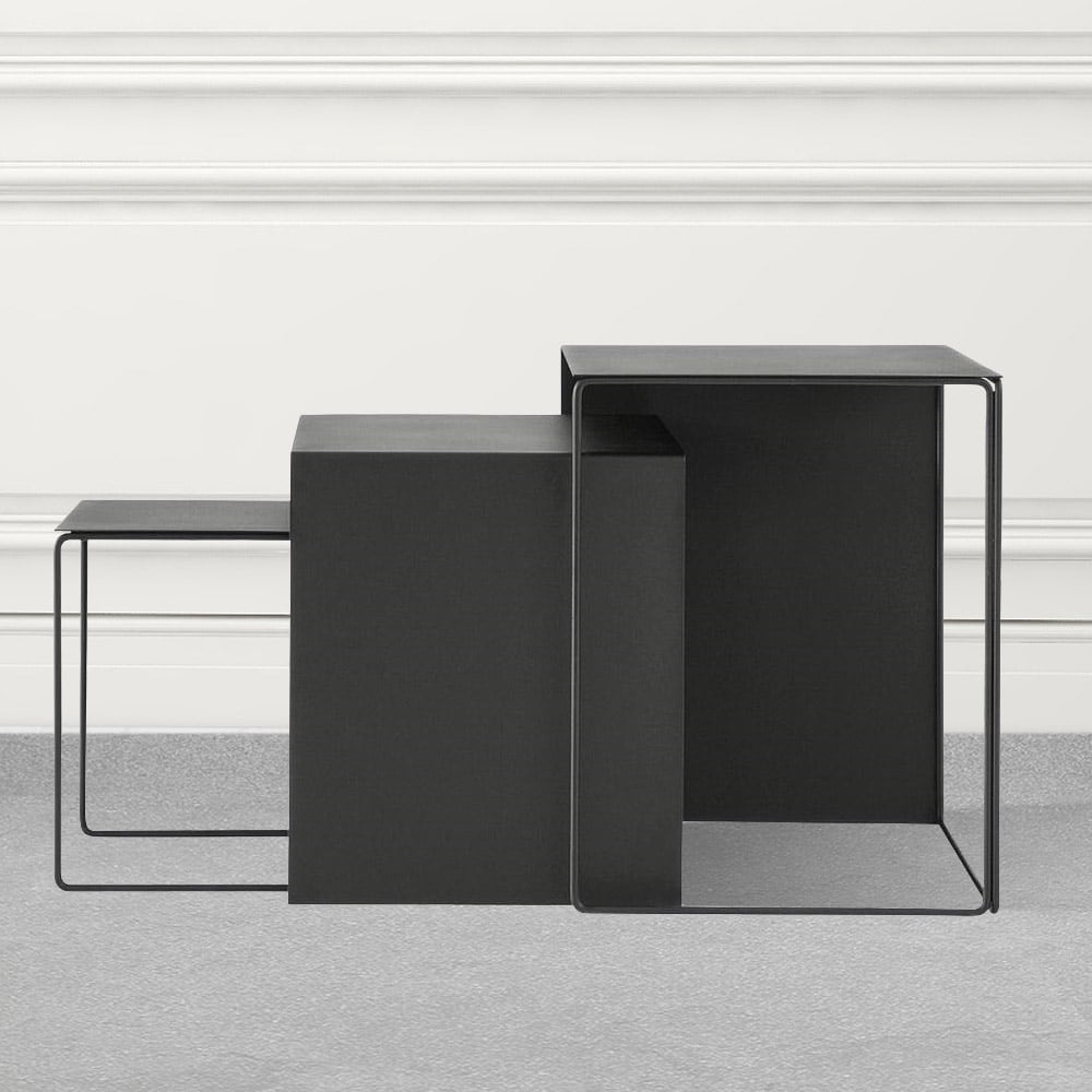 Modern Metal Side Table Set of 3 Rectangular End Table Sets window image