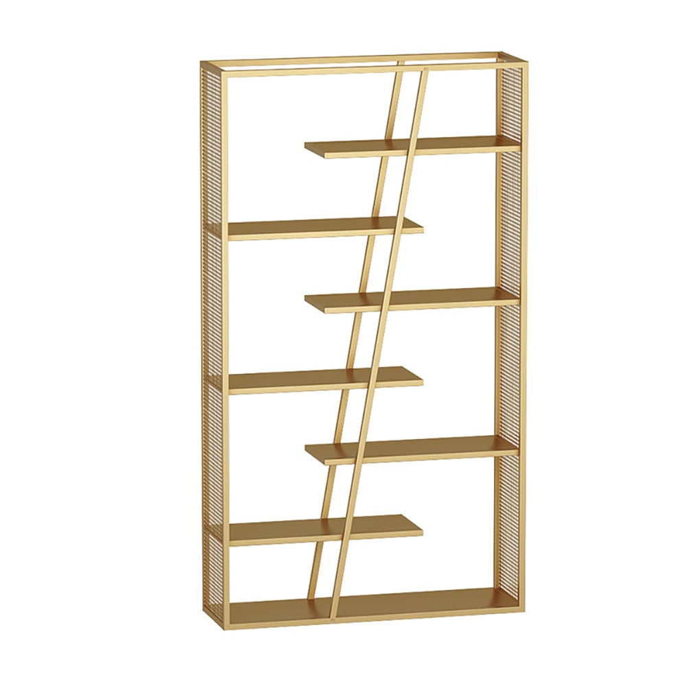 Contemporary Freestanding Etagere Bookshelf in Gold window image