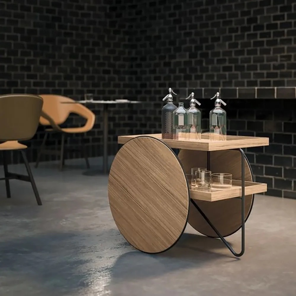 Natural Rectangle Side Table Pine Wood with Storage End Table Metal in Black window image