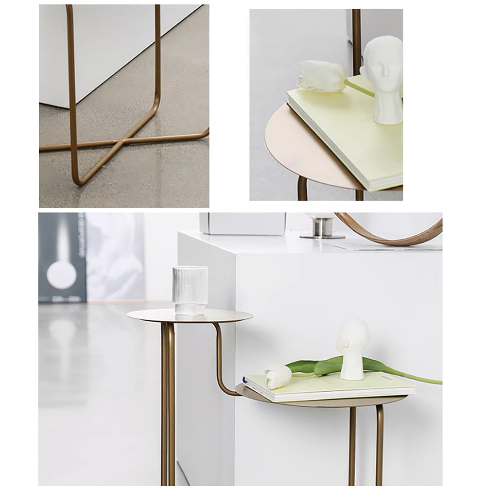 Round End Table Metal Side Table in Gold window image